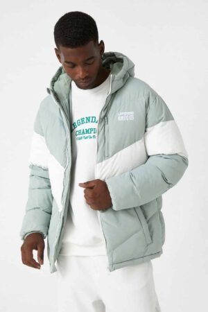 Hooded Inflatable Coat Printed Waterproof