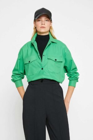Long Sleeve Shirt Pocket Snap Fastener