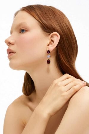Women's Colorful Oval Stone Dangle Earrings