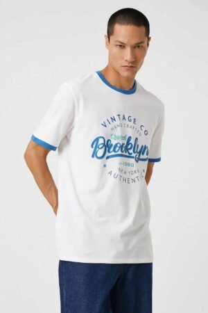 College T-Shirt Printed Crew Neck Short Sleeve