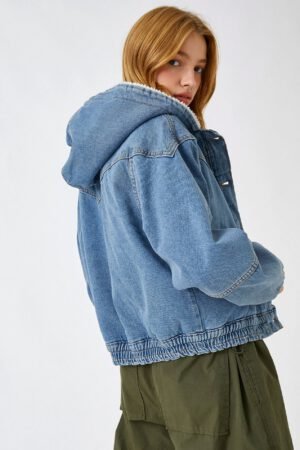 Denim Jacket Hooded Sherpa