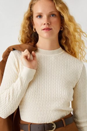 Knitted Detailed Sweater Cream